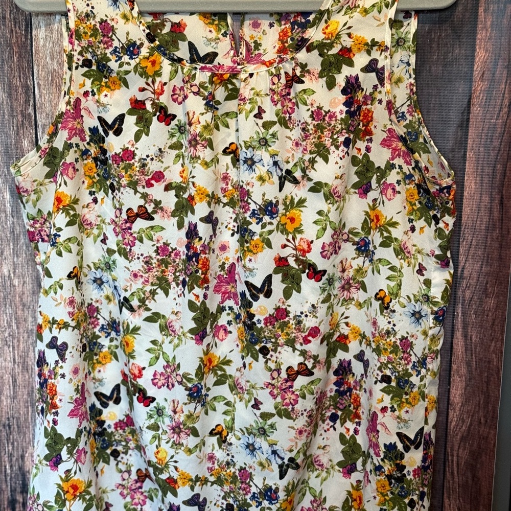 LOFT Floral Butterfly Print Blouse - Multicolor